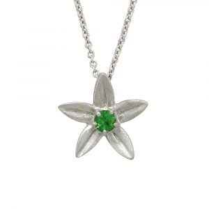 White gold tsavorite garnet Starflower pendant