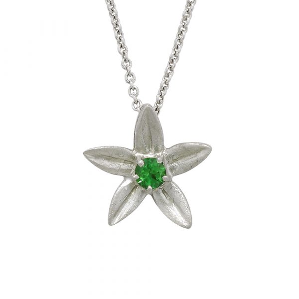 White gold tsavorite garnet Starflower pendant
