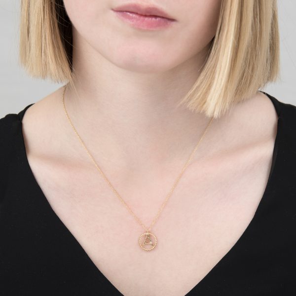 Yellow gold diamond initial A pendant