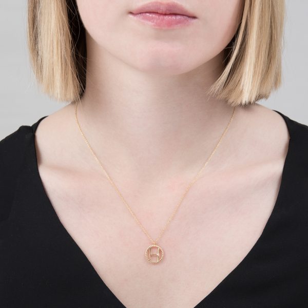 Yellow gold diamond initial H pendant