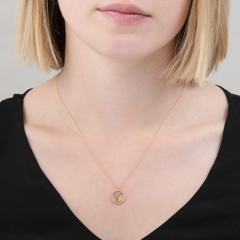 Gold K Initial Pendant with Diamond London Road Jewellery