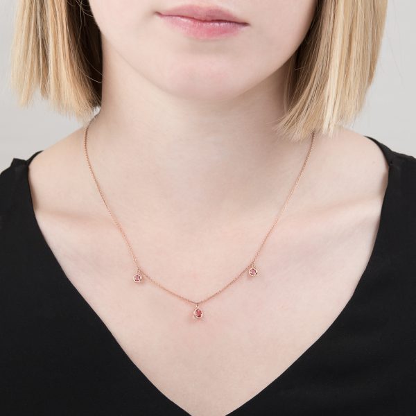 Rose gold pink tourmaline Dew Drop necklace