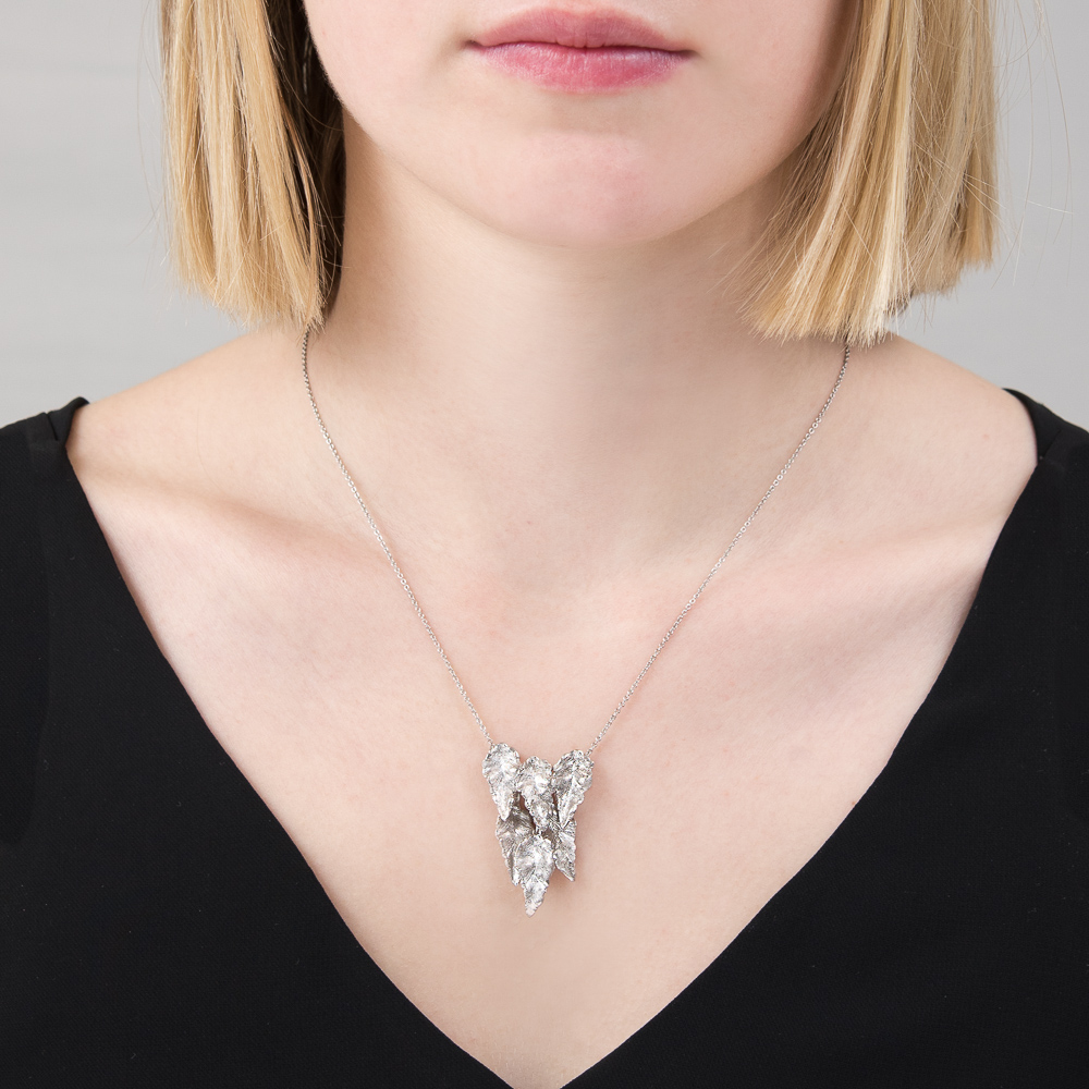 Stunning Silver Layered Leaf Pendant Necklace - London Road Jewellery