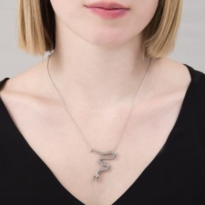 Silver ruby snake necklace