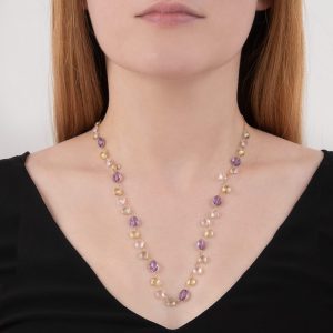 Yellow gold multi gem carnival necklace
