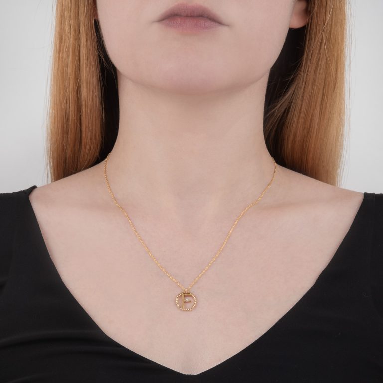 9ct Yellow Gold 'F' Initial Adjustable Letter Necklace 38/43cm