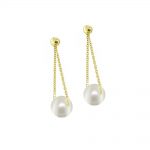 9ct Yellow gold pearl drop earrings