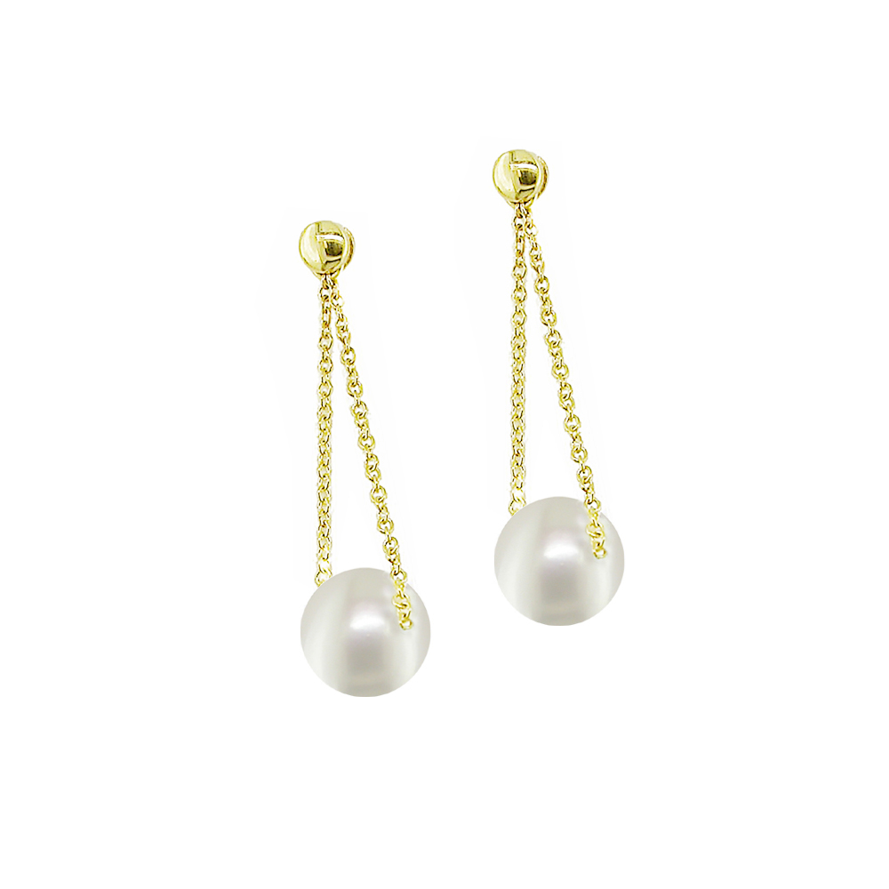 Freshwater Pearl Drop Earrings with Diamonds — Pratima Design Fine