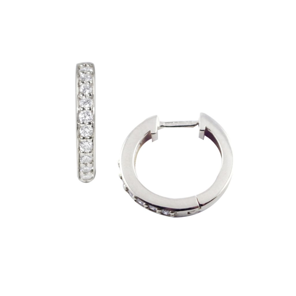 7.5cm White Gold Rugiada Diamond Hoop Earrings main image 1