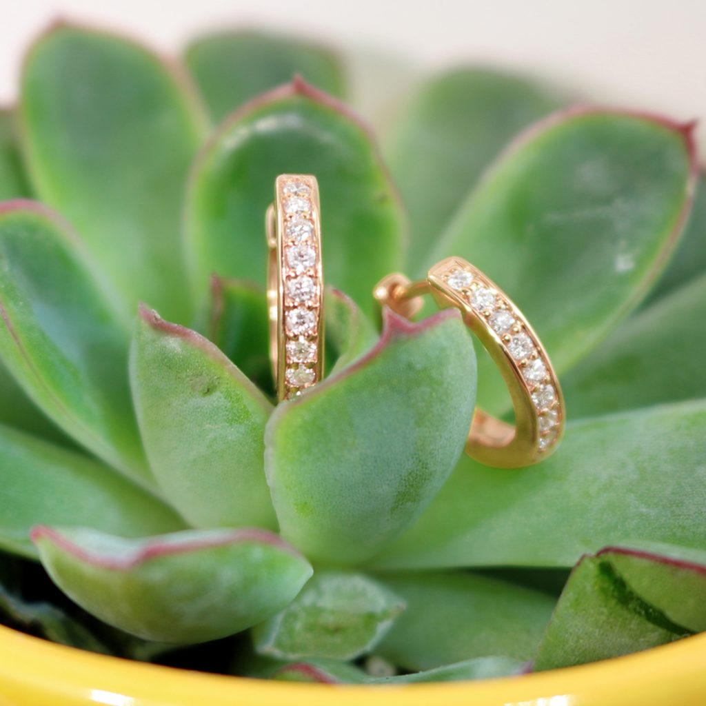 Rose gold diamond hoop earrings