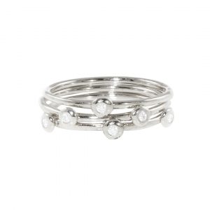 Elegant Raindrop White Gold Diamond Stacking Rings - London Road Jewellery