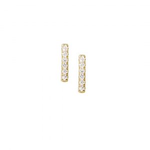 9ct Yellow Gold Diamond Bar Stud Earrings - London Road Jewellery