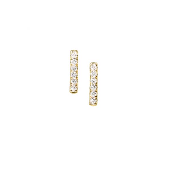 9ct yellow gold bar diamond stud earrings