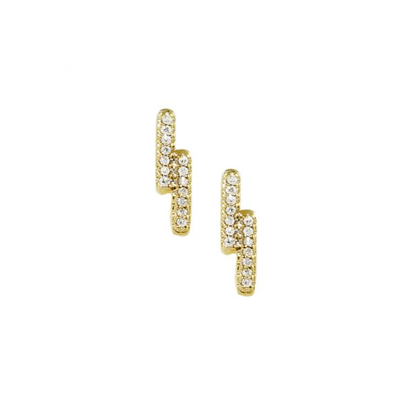 9ct yellow gold double bar diamond stud earrings