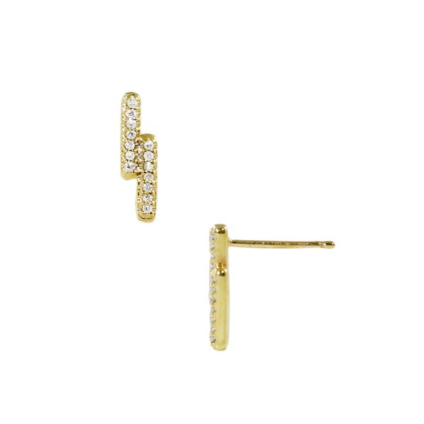 Yellow gold double bar diamond earrings