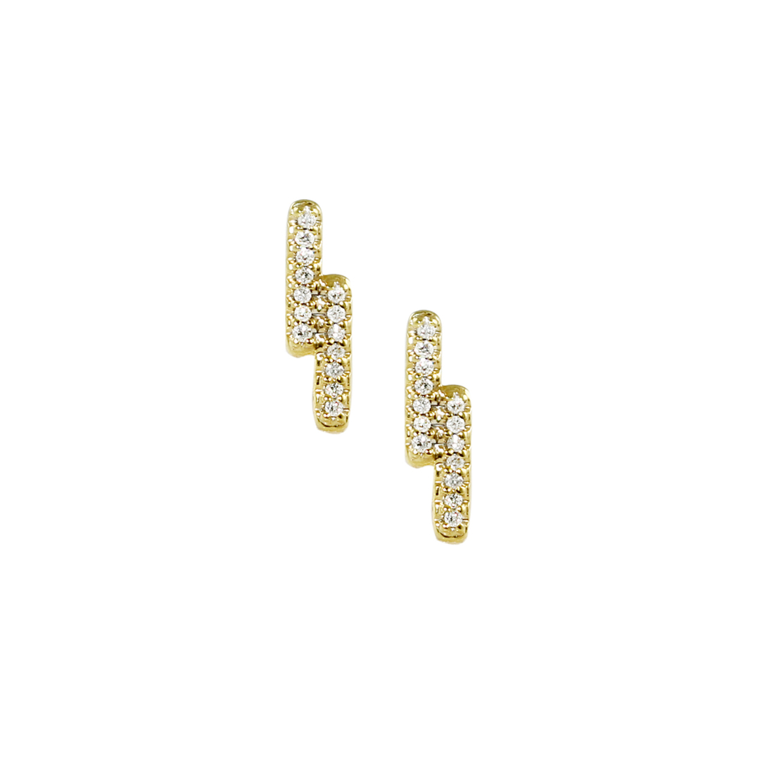 9ct Yellow Gold Diamond Double Bar Diamond Stud Earrings - London Road ...