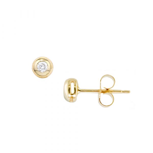 Yellow gold diamond solitaire stud earrings