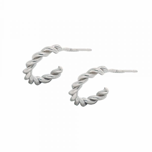Silver twist hoop earrings