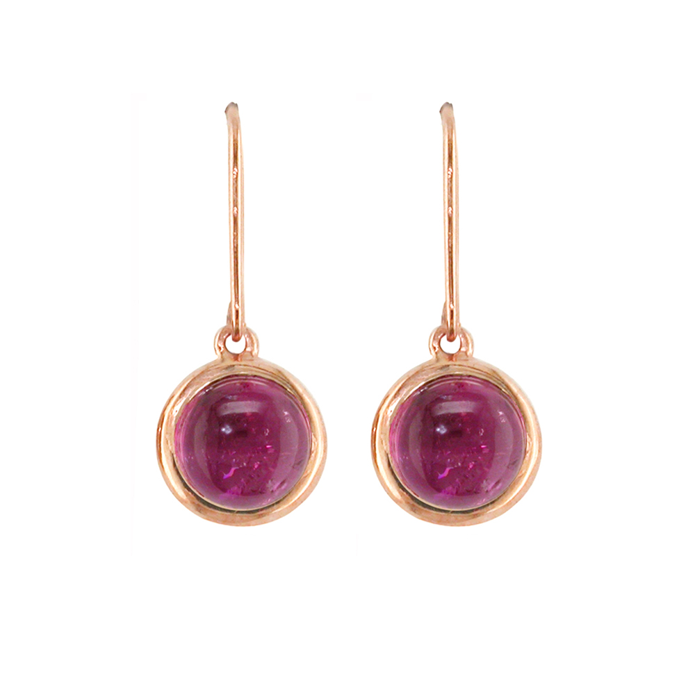 9ct Rose Gold Pink Tourmaline Bubble Earrings - London Road Jewellery