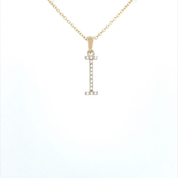 9ct yellow gold diamond initial I pendant