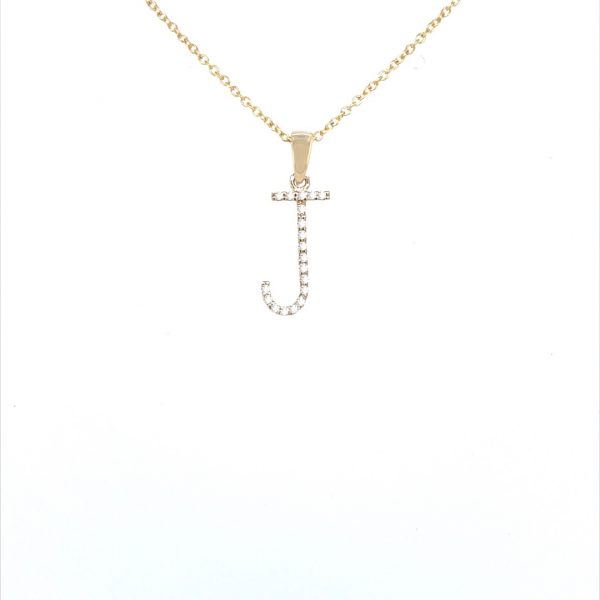 9ct yellow gold diamond J pendant