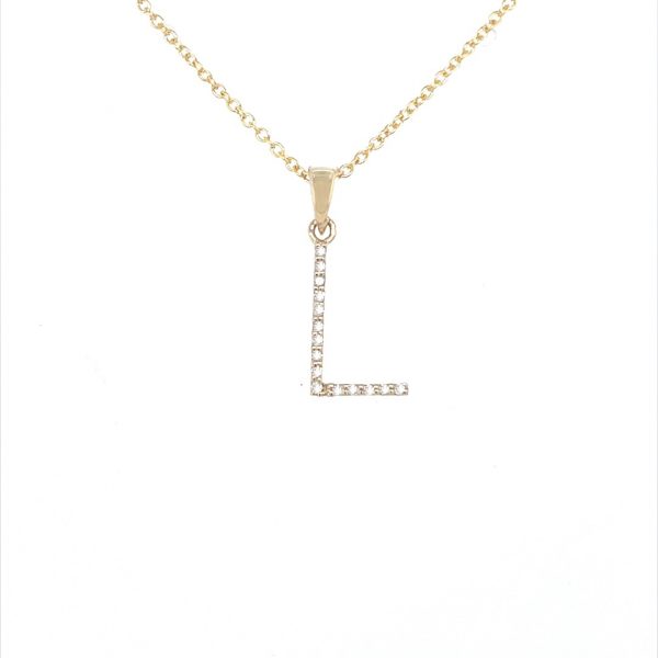 9ct yellow gold diamond L pendant
