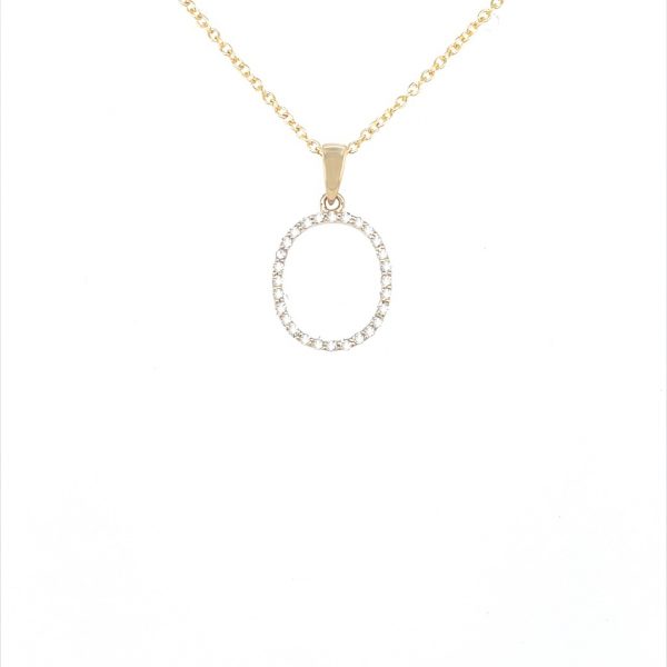 9ct yellow gold diamond initial O necklace