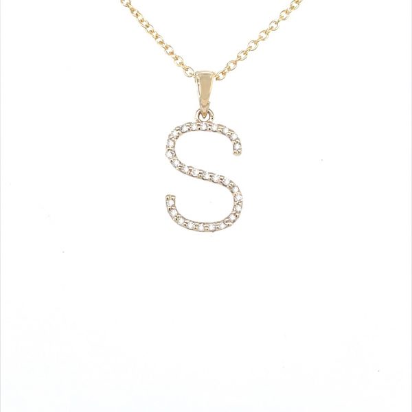 9ct yellow gold diamond initial s necklace