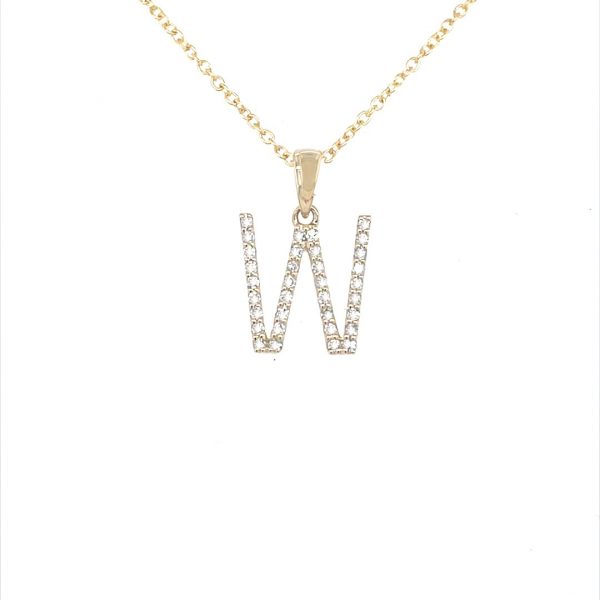 9ct yellow gold diamond initial W necklace