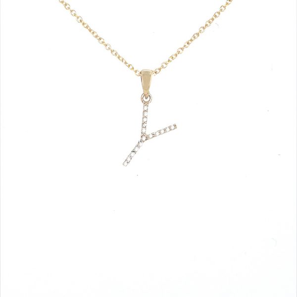 9ct yellow gold diamond initial y necklace