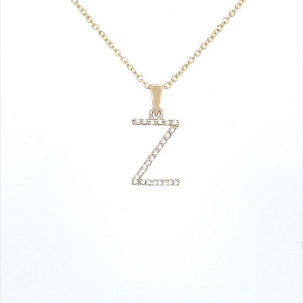 9ct yellow gold diamond initial z necklace