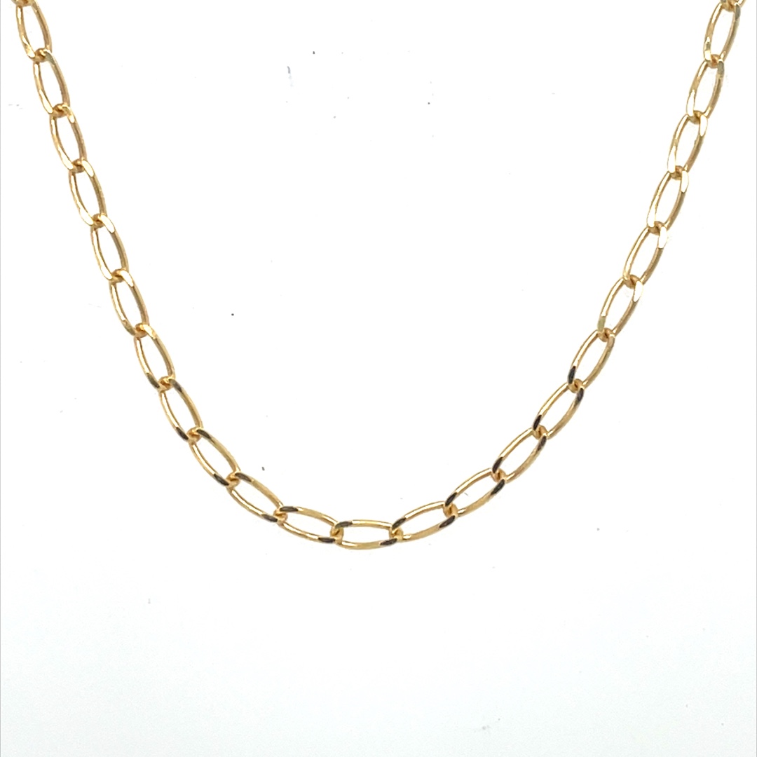 9ct Yellow Gold Flat Curb Chain Necklace - London Road Jewellery