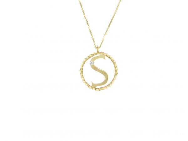 9ct yellow gold diamond initial s pendant necklace