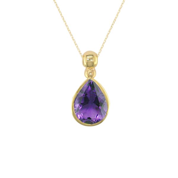 9ct yellow gold amethyst pendant necklace
