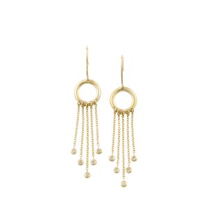 9ct yellow gold circle and diamond fringe drop earrings