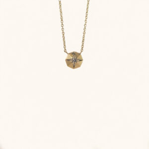9ct Yellow Gold Folded Diamond Pendant Necklace - Small
