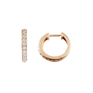 1 x 9ct Rose Gold Diamond Hoop Earring