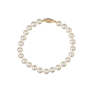 9ct Yellow Gold 7" White 7-7.5mm White Pearl Bracelet