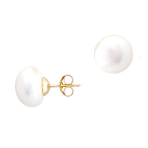 9ct Yellow Gold 6mm White Freshwater Pearl Stud Earrings