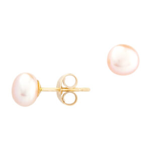 9ct Yellow Gold 6mm Pink Freshwater Pearl Stud Earrings