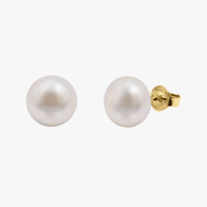 9ct yellow gold white freshwater pearl stud earrings